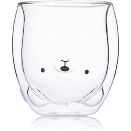 U Chef Taza de oso de Cristal con Aislamiento de Doble Pared, Taza de Café Kawaii, Vaso para Café de Vidrio, Taza de té, Taza de leche, Regalo perfecto para Mujeres, Oficina y Cumpleaños