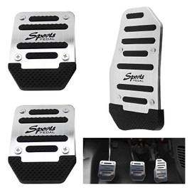 Arwrilt 3 PCS Anti Slip Car Foot Pedal Pads, Manual Transmission Accelerator Pedal Clutch Pedal Brake Pedal Cover Kit, Sports Style Pedal Modified Accessaries, Universal for Cars Trucks (Silver)