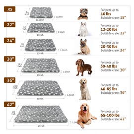 Mora Pets Dog Bed Crate Pad Ultra Soft Pet Bed with Cute Star Print Washable Crate Mat for Large Medium Small Dogs Reversible Fleece Dog Crate Kennel Mat Cat Bed Liner 35 x 22.8 inch Grey