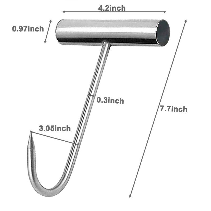 Grizef Stainless Steel 8 inch Hooks T-Handle Meat Boning Hook