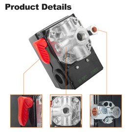 Z-D26612 Air Compressor Pressure Switch Air Compressor Parts - for Porter Cable 150/120 PSI D26612 4-Port 120V