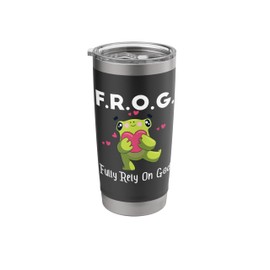 Fully Rely On God Bible Verse Psalm Christian Faith Frog Stainless Steel Insulated Tumbler