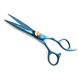 Offset Hair Scissors for Hairdressers and Barbers, Suitable for All Hair Cutting, Japanese Convex Blades - 5.75 inch, Blue