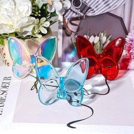 Crystal Butterfly Figurines,Flying Butterfly Figurine Decor Crystal Cut Glass Butterfly Ornament Statue Animal Collectible Home Ornament Decor (Light Lake Blue)