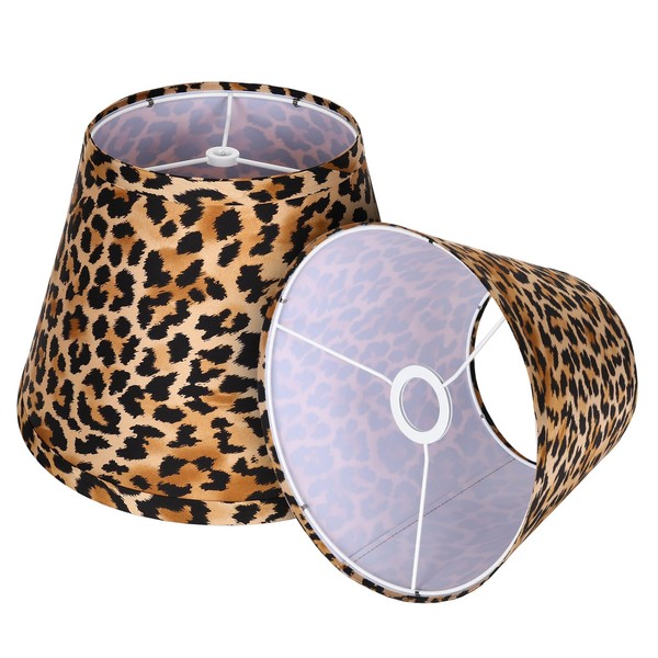 Fold Lamp Shades Set of 2 Leopard Print 7" Top