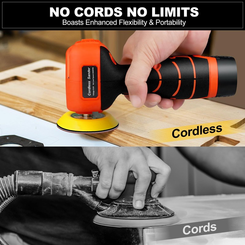16.8V Cordless Electric Sander with 36PCS Sandpapers, 3500 RPM, 3.0Ah