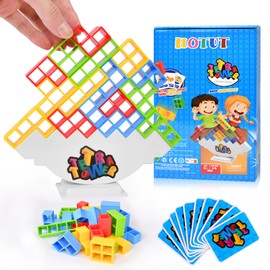 HOTUT Tetra Tower Spiel,48 Stück Tetris Tower Balance Game,Stapelblöcke Balancing Spiel für Jungen Mädchen ab Jahre 6+
