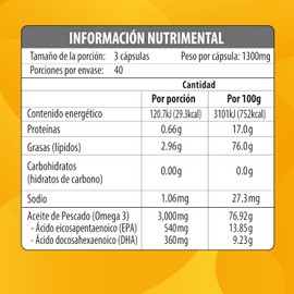 Maklen Omega 3 - EPA 540 y DHA 360 - Aceite de Pescado de Golden Omega® - 120 Cápsulas Softgels de 1300 mg