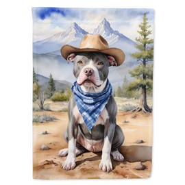 Caroline's Treasures DAC5953GF Pit Bull Terrier Cowboy Welcome Garden Flag Mailbox Flag Decorative Yard Flag Banner Outside Patio Artwork Yard Flower Beds, Garden Size, Multicolor