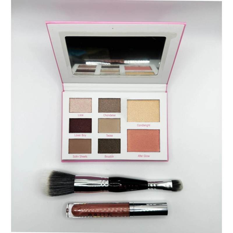 mally Eye&cheek pallette +make up brush + lipstick +mally cosmetic