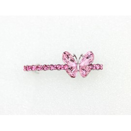 Faship Gorgeous Pink Rhinestone Crystal Butterfly Hair Barrette Clip