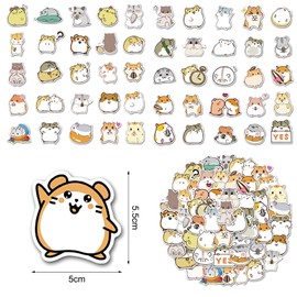 ZMDMAH Pack of 50 Hamster Stickers, Cute Hamster Stickers, Large Stickers, Waterproof Vinyl Stickers, Decals for Bicycle, Motorcycle, Graffiti, Skateboard, Laptop, Computer, Luggage, Boys and Girls