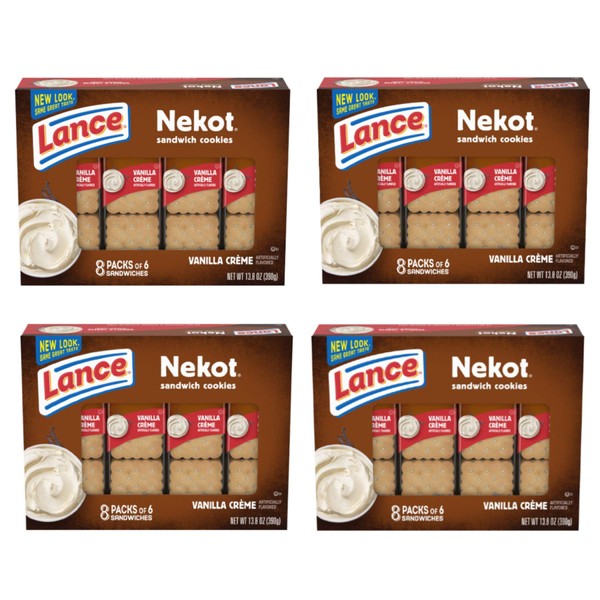 Lance Van-O Lunch Nekot Vanilla Creme Cookies 8 Count (Pack of 4)