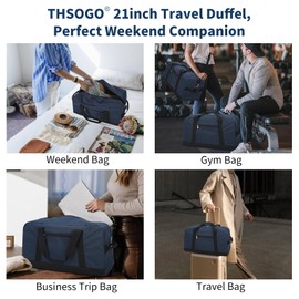 THSOGO 21 inch Gym Bag for Men - 40L Travel Duffel Bag Sport Duffle Bags for Weekend Overnight with Bottom Support (Navy Blue)