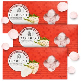 Bokksu White Strawberry Candy Bites - 3-Pack Freeze-Dried Strawberry Candies Infused with White Chocolate, Crunchy, Melt in Your Mouth, Bite-Sized, Japanese-Inspired Freeze-Dried Fruit Snacks