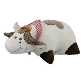 Inware 7198 Cuddly Cushion Cow 35 x 25 cm Cuddly Cushion with Velcro Fastening Baby Cushion Children's Pillow White / Brown