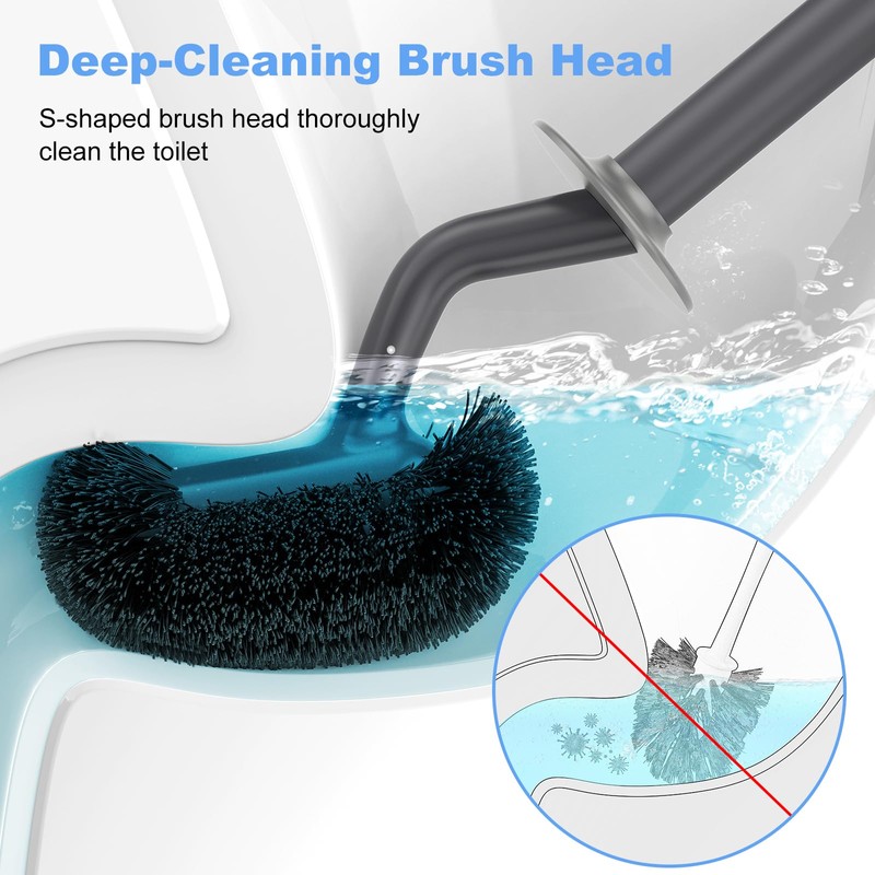 Toilet Bowl Brush Holder Set: Curved Design with Holder for
