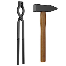Blacksmith Tongs Set, 17 Inch Carbon Steel Forging Tongs, 2-Piece Professional Blacksmithing Tools for Beginners and Expert Craftsmen ﻿