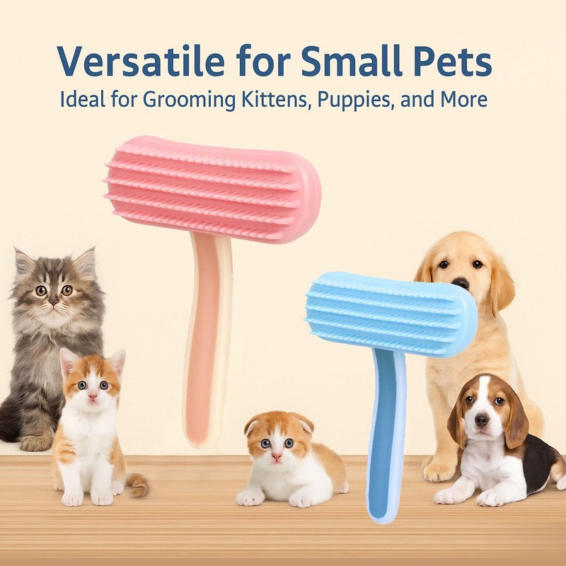 Oxiros 2 Pack Chinchilla Grooming Brush, Soft Silicone Pet De-Shedding