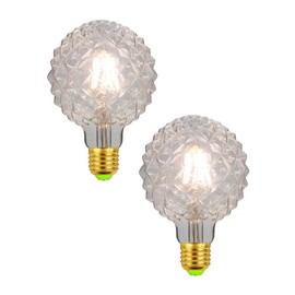 VicFlora G95 LED Pineapple Bulb Retro Edison Lamp 4W 2700K Warm White Light Not Dimmable 40W Equivalent Clear Glass Lamp, E26 Base, Suitable for Bedrooms, Restaurants, Cafes, Pack of 2