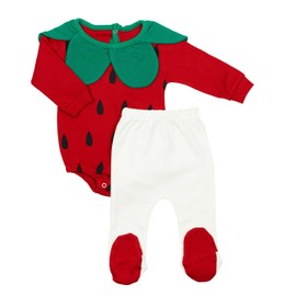 My Cotton Baby Little Strawberry Baby Longsleeve Romper with pant Outfit Costume For Newborns & Infants – 2 Pieces – For Boys and Girls (6-9 Months), Multicolor