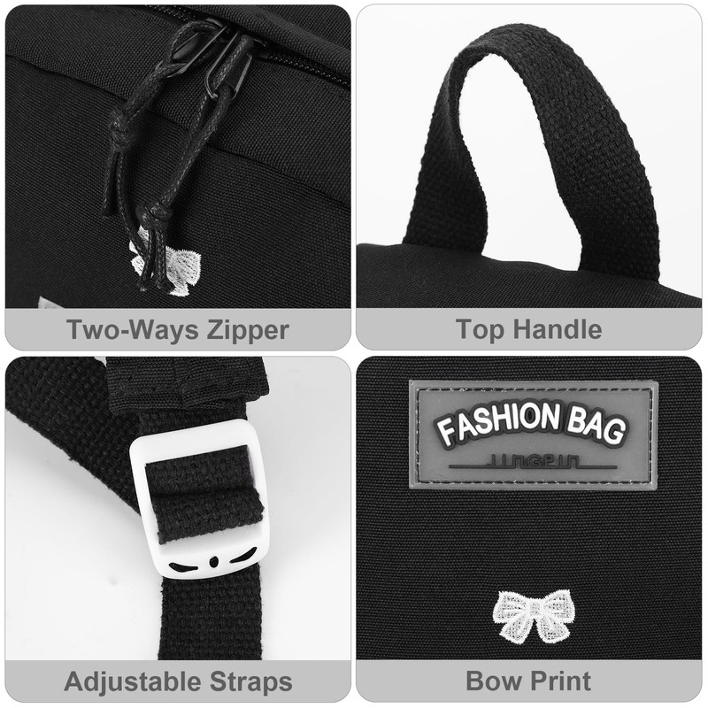 HiTotes Cute Bow Backpack Aesthetic Canvas Backpack College Laptop Bag