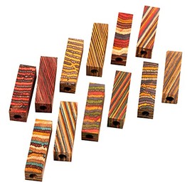 Penn State Industries PKEZLAM91 Color Grain Laminated Pre-drilled Mini Pen Blanks, 12pc. Combo Pack, 9/16" x 9/16" x 2-1/32"