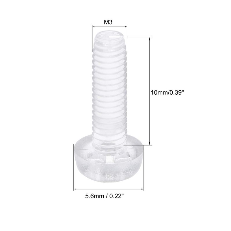 uxcell M3x10mm Plastic Screws PC Transparent Acrylic Phillips Cross Pan