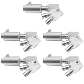 Tubular Key Lock for Vending Machines - Vending Machine Locks Keyed Alike Coke Snack Machine Candy Lock Soda Machine Lock, 3Pcs Keys, Zinc Alloy, Chrome (5 Pack)