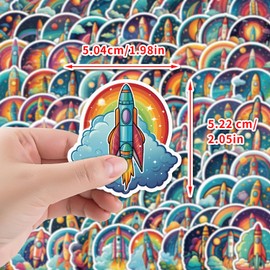 Rocket Water Bottle Stickers,100 PCS Cute Style Rocket Plane Stickers Pack for Bicycle Suitcase Luggage Car Laptop Phone Skateboard Guitar,Waterproof Aesthetic Vinyl Stickers for Child Girl Teens