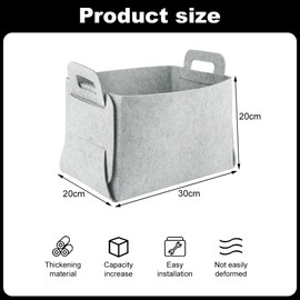 Lvjkes Storage Basket, Pack of 2 Felt Baskets, Folding Felt Storage Box, Fabric Storage Baskets, with 2 Handles on Both Sides, Suitable for Home Storage (30 cm x 20 cm x 20 cm) - Grey