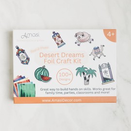 Amasi Decor Desert Dreams Foil Craft Kit – Ramadan & Eid Crafts for Kids | 120 Foil Sheets, 100+ Stickers & Magnets | DIY Islamic Art Activity for Ages 4–8 | Fun Gift for Muslim Holidays