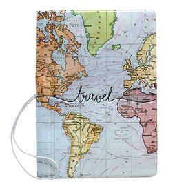 ANKOMINA Creative PU Leather Travel Passport Cover Case Cute Dinosaur World Map Passport Card Holder Wallet Bag Travel Accessory for Women Men Kids