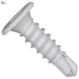 BricoLoco Screw Thread Self Tapping Black White or Zinc Plated Extra Flat Head Drill Bit For Metal Panel Pack of 100. 4.2 x 14 White