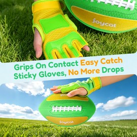 JoyCat Toss and Catch Ball Set, Football Catch Set for Kids with 2 Easy-Grip Gloves, Ball, Pump & Storage Bag, Pool Beach Backyard Game, Family Outdoor Sports Toy Gift for Boys & Girls Ages 6+