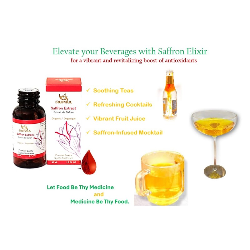 SaffVita "Organic Saffron Extract", Liquid Saffron Elixir, 100% Pure and