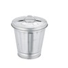 Silver Mini Galvanized Metal Trash Can with Lid, Tabletop Wastebasket,Pen