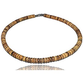 Native Treasure 18" Mens and Womens Genuine Mixed Brown Coconut Beads, Mens Summer Beach Necklace From the Philippines