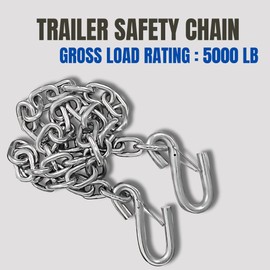 MarineNow 1/4" x 42" Trailer Safety Chain – Hot Dipped Galvanized Steel with Safety Hooks – 5,000 lb GTW Rated – Rust Resistant – Choose 1, 2, or 4 Pack