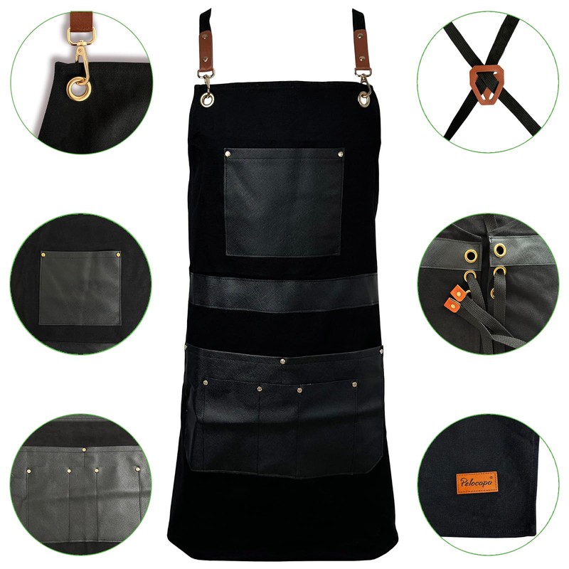 Pelocapa Barber Hair Stylists Working Apron Waterproof Canvas Apron with
