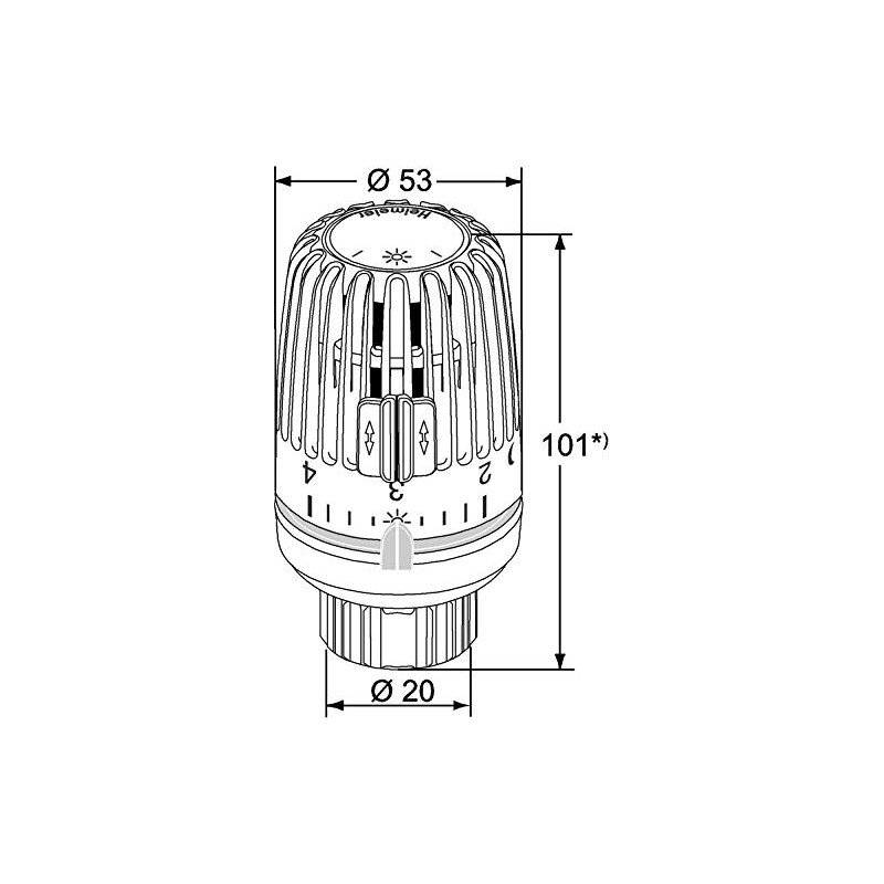 TA Heimeier 9710-24.500 Thermostat-Kopf VK Flüssigkeitsgefüllt und 2 Sparclips, Skalenhaube