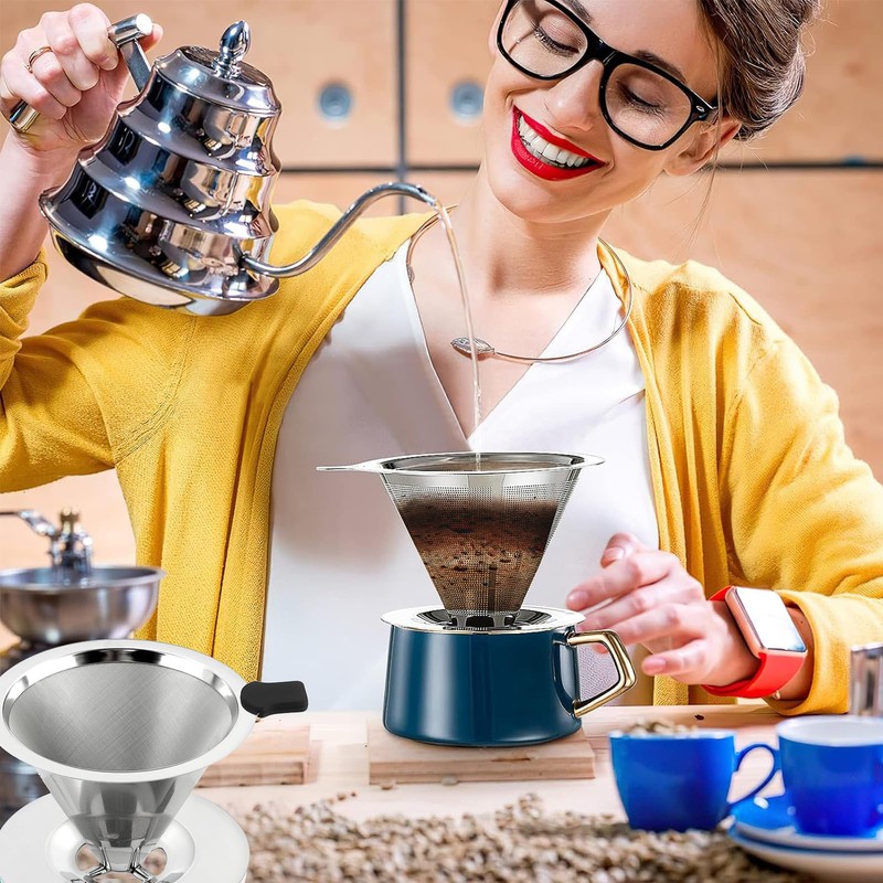 Coffee Filter, Reusable Pour Over Coffee Filter Made of Stainless