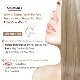 Full Shine Blonde Tape in Hair Extensions 16 Inch Tape in Real Hair Extensions Highlight Color 18 Ash Blonde Mix With 613 Blonde Real Human Hair Double Side Tape Extensions 50 Grams