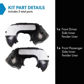 TRQ TRQ Front Inner Fender Liner Set Compatible with 2016-2018 Ford Focus FO1248182 FO1249182