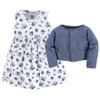 Luvable Friends - Vestido y cárdigan para niñas, Azul Floral,