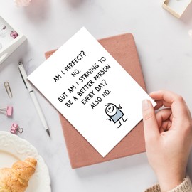Oamiolek Funny Birthday Card for Friend, Humor ‌Gen-Z Quote Cards, Thinking of You Card, Just Because Cards, I Am Not Striving To Be A Better Person Every Day