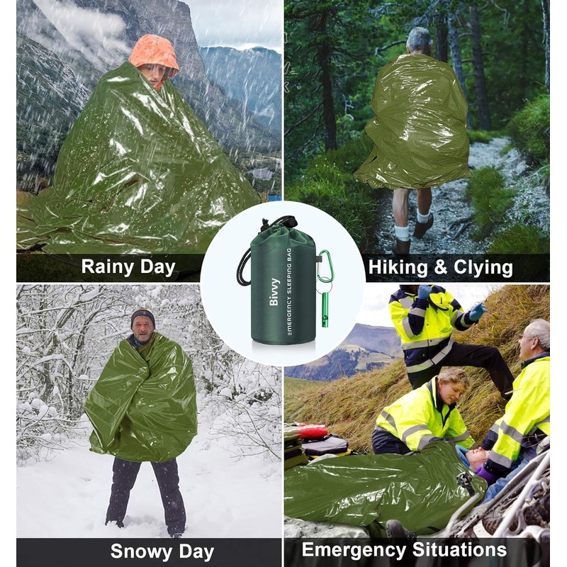 ROOBUCK Emergency Sleeping Bag 2 Pack Lightweight Survival Sleeping Bags