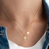 QXTX Cross Necklace for Women,18K Gold Plated Initial Cross Pendant