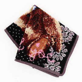 Paul & Joe Accesois Chenille Handkerchief Teddy Bear (Black) Women's Hand Towel, Approx. 9.8 inches (25 cm), PAUL&JOE ACCESSOIRES 000469-0002-03