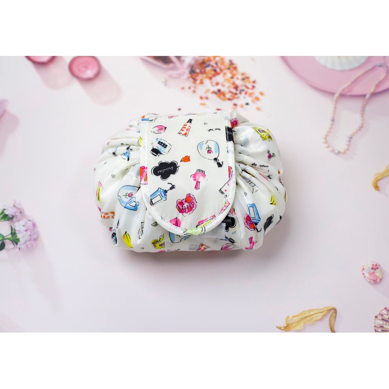 Lazy Cosmetic Bag, ONEGenug Makeup Bag, Drawstring Design One-Step Organizer,